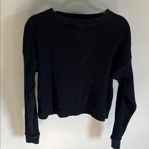 Abercrombie & Fitch Black Waffle Knit Sweatshirt